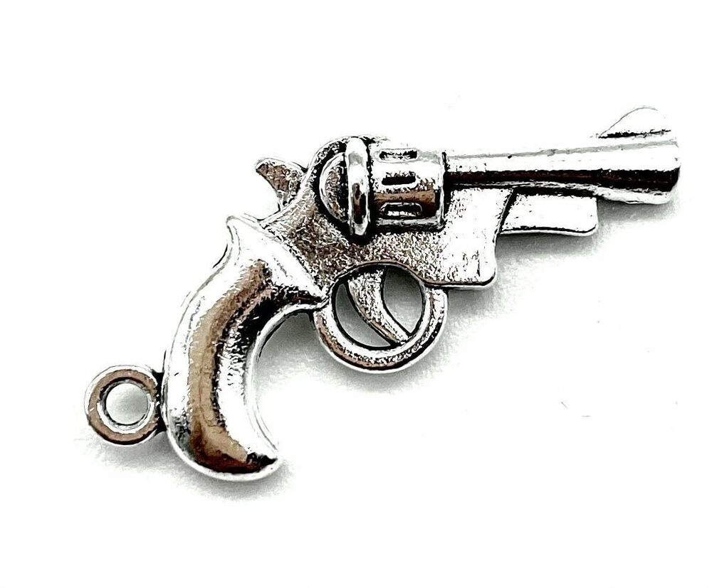 3589 50PC Alloy Antique Silver Pistol Charms Pendants for Jewelry Bracelet